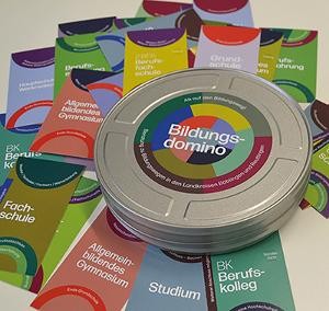 Dominobox mit einzelnen Karten zum Legen