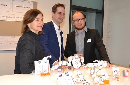 Dr. Andrea Buchholz (MFG), Dr. Sascha Meßmer (Wirtschaftsförderer Landkreis Böblingen), Martin Kinitzki (HHZ)
