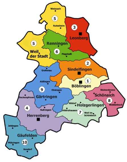 Karte Wahlkreise für Kreistagswahl