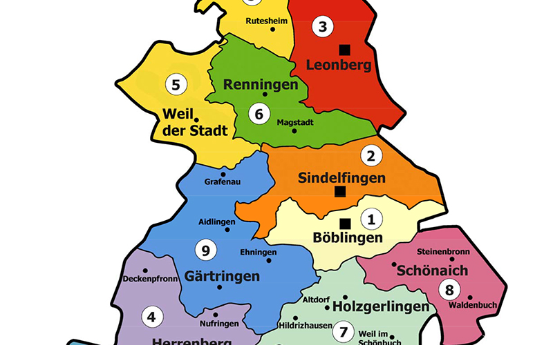 Karte mit Wahlkreise