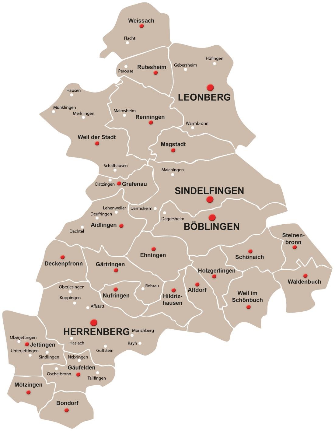 Kreiskarte mit Gemeinden Kreiskarte mit Gemeinden