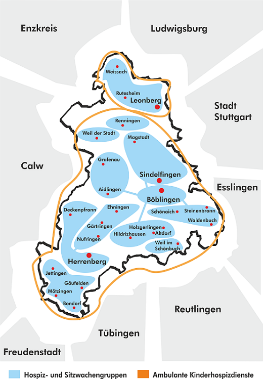 Karte mit eingeteilten Bereichen