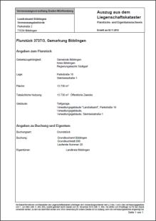 Beispielfoto Auszug Liegenschaftskataster Beispielfoto Auszug Liegenschaftskataster